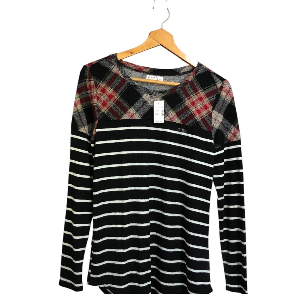 Maurices Black and Red Plaid Striped Tunic